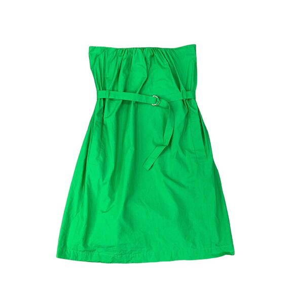 Theory Dress Womens 0 Kelly Green Strapless Belted Shift Side Zip Unlined Mini - Picture 1 of 12